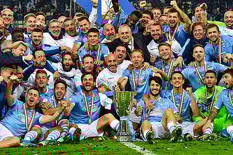 Lazio players are all smiles after bagging the Italian Supercup. The victor got the better of Juventus 3-1