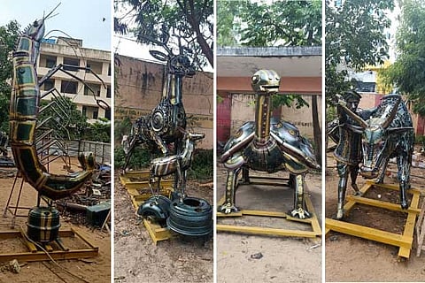 A few of the sculptures that are to be put up on the beach