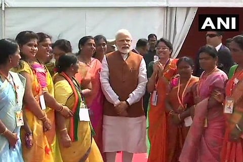 Modi arrives in Andhra, protests staged