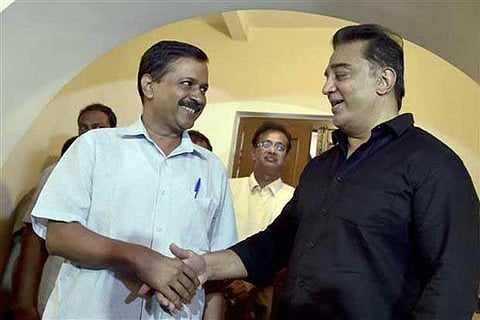 Kamal Haasan meets Arvind Kejriwal in Delhi
