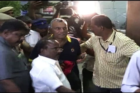 Abhinandan's father Air Marshal (retd) S Varthaman at Chennai airport