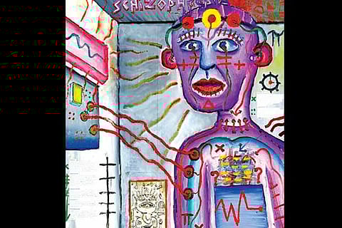 Self-portrait of a person with schizophrenia, representing that individual?s distorted perception of reality