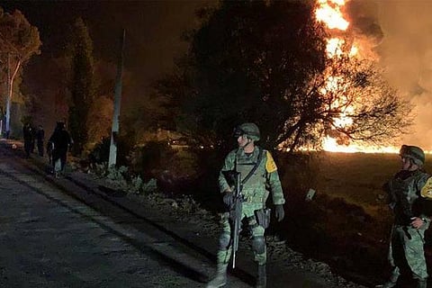 Flames engulf an area after a ruptured fuel pipeline exploded, Mexico
