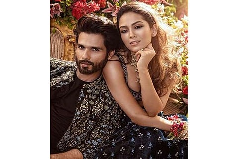 Shahid Kapoor and Mira Rajput on Vogue wedding book cover