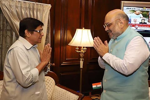 Puducherry Lt Governor discussing the local body elections with newly appointed Union Home Minister