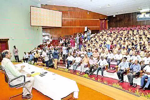 Chairman of ISRO Dr K Sivan addressing the students