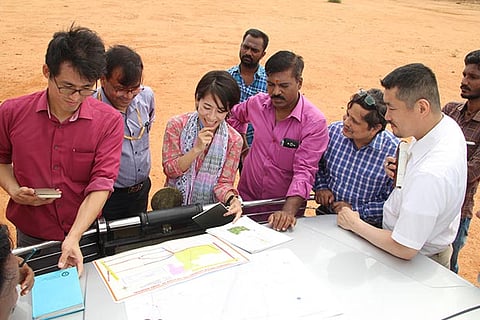 JICA representatives review the project status, at Thoppur in Madurai on Monday