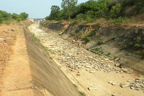 The Krishna water canal is found broken at several places