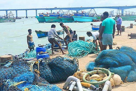 Fishermen prepare to resume their activity, in Rameswaram