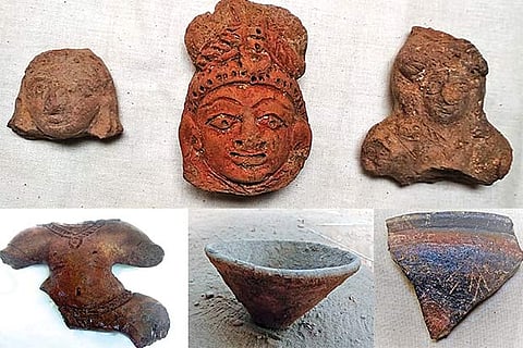 The artefacts discovered from the excavation site near Sirkazhi in Nagapattinam