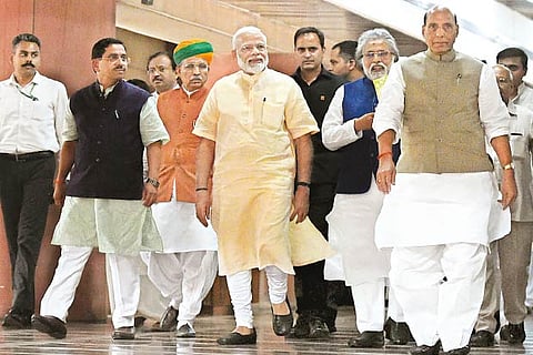 PM Modi, Union Ministers and other BJP leaders at the all-party meeting in New Delhi on Sunday