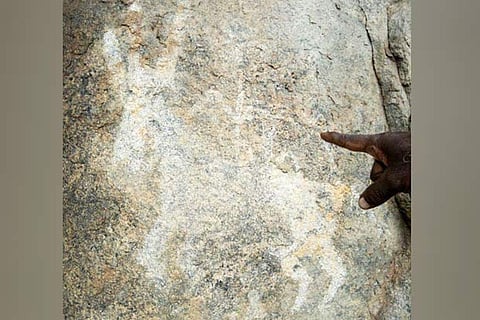 The rock cave painting at Senrayanpalli near Gudiyattam