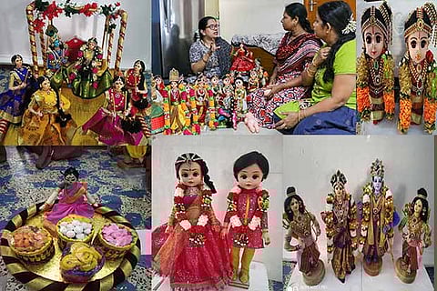 Nisha teaching the process of making various types of dolls; dolls made by Nisha