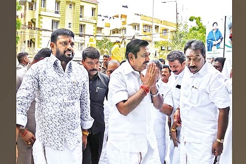 Chief Minister and deputy convenor of AIADMK Edappadi arriving at the party HQ for the party MLAs meeting