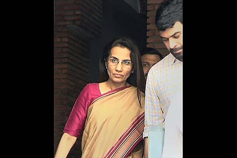 Former ICICI Bank CEO, MD Chanda Kochhar leaves after questioning by the Enforcement Directorate