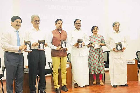 Former Union Finance Minister P Chidambaram and others take part in the event to promote his new book