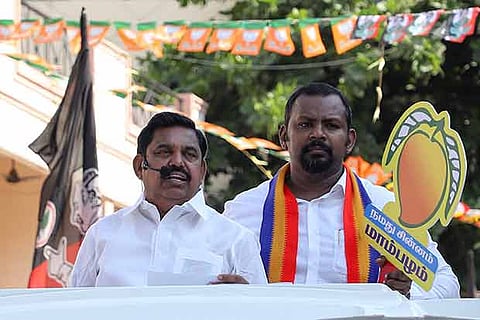 CM Edappadi K Palaniswami campaigning for PMK candidate Sam Paul, in Chennai on Tuesday