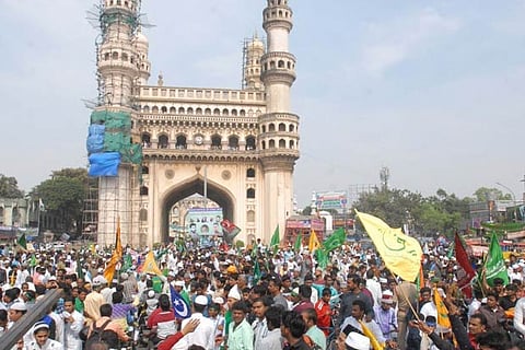 Iconic Charminar suffers damage as portion of stucco falls off