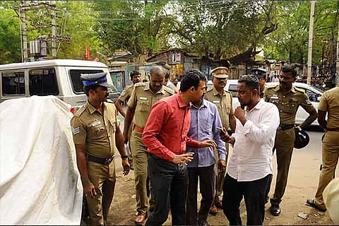 NIA team, along with Police officers during the searches