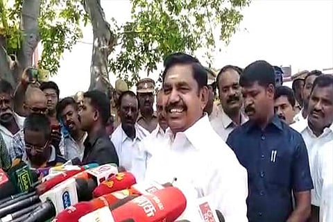 Chief Minister Edappadi K Palaniswami speaking to reporters in Salem on Sunday