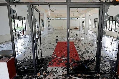 Abbraar Masjid mosque is seen after a mob attack in Kiniyama, Sri Lanka