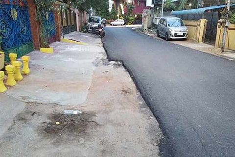 A road in Perambur has been re-laid without milling, leading to an increase in height
