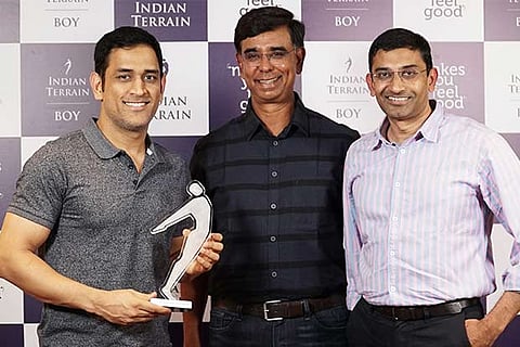Brand Ambassador MS Dhoni, Venky Rajagopal, Founder,  and Charath Narasimhan, MD, Indian Terrain