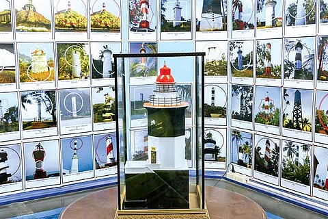 Images of lighthouses displayed at the museum