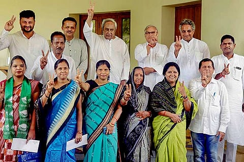 Newly elected BJD MPs meet party president and Odisha CM Naveen Patnaik at his residence