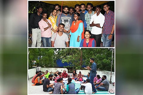 T and B: At previously held monthly gatherings on terraces