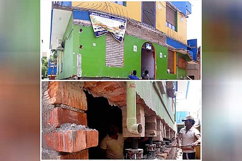 Placing around 200 jacks beneath the house foundation, it has now been lifted up to four feet