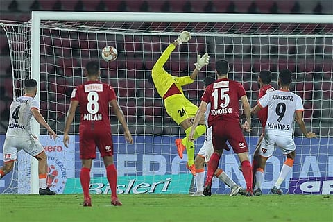 Manvir Singh scored in stoppage time to help FC Goa get a point against host NorthEast United FC in ISL