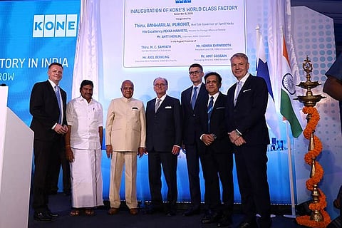 MC Sampath, Minister for Industrial Department, and Governor, TN, with top management of Kone and Pekka Haavis