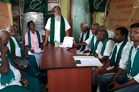 P Ayyakannu addresses a farmers? meeting in Tiruchy on Wednesday
