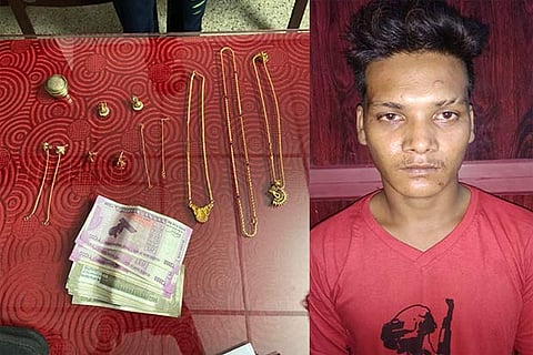 The recovered jewellery and cash; Sujan (right)