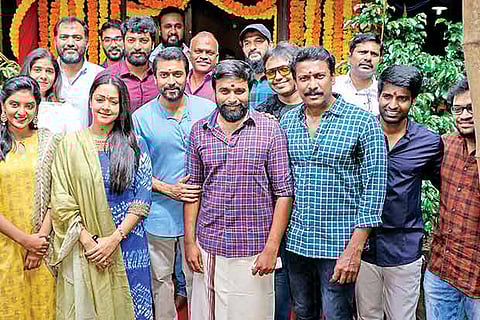 The cast and crew of Jyotika?s film produced by her husband Suriya