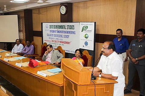 Minister for Environment and Pollution Control KC Karuppannan in a seminar at Anna University