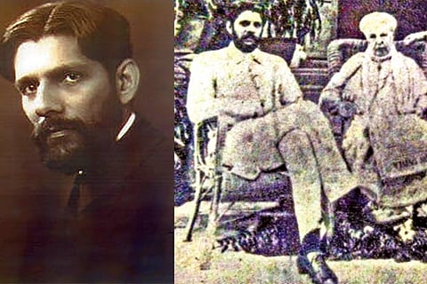 Bahman Pestonji Wadia (left); Wadia with Annie Besant