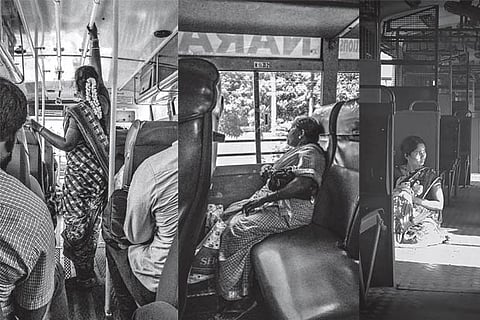 Portraits of women in public transport
