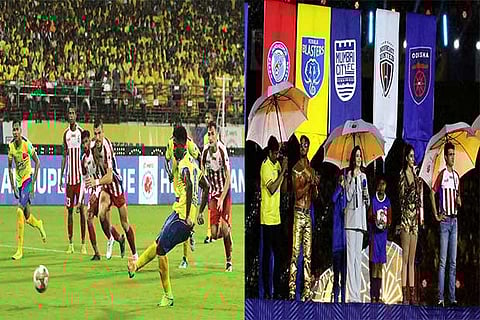 Kerala Blasters? new signing Bartholomew Ogbeche converts from the spot to level the scoreline