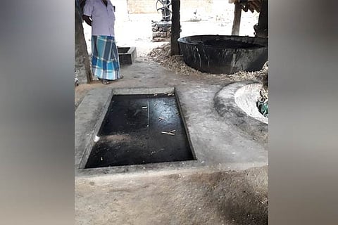 Jaggery lying unused in a village near Vellore