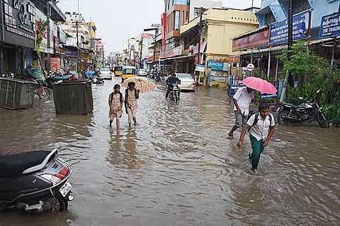 A flooded street in Tiruchy on Wednesday