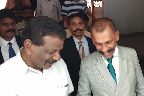 Ponn Manickavel coming out of the court in Kumbakonam on Tuesday