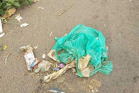 Uncleared bio-medical waste on a road