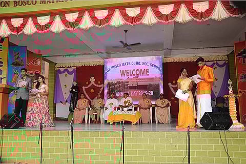 Students welcoming the dignitaries with a song