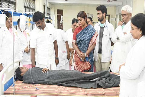 Health Minister C Vijaya Baskar visited Rajiv Gandhi Government General Hospital on Tuesday
