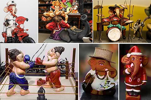 Ganesha in different avatars ? as a policeman, Baahubali, musician, as an artist and Santa Claus