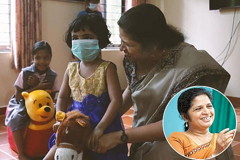 Sheeba Ameer interacting with children at the centre, Solace