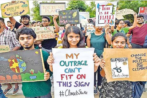 Youngsters at the rally at Besant Nagar on Sunday