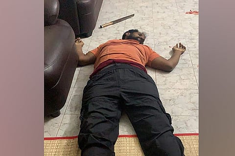 Manikandan lying dead at a house in Korattur